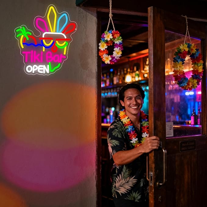 Tiki Bar Neon Sign, Tiki Bar Open Led Neon Light Signs - Image 2