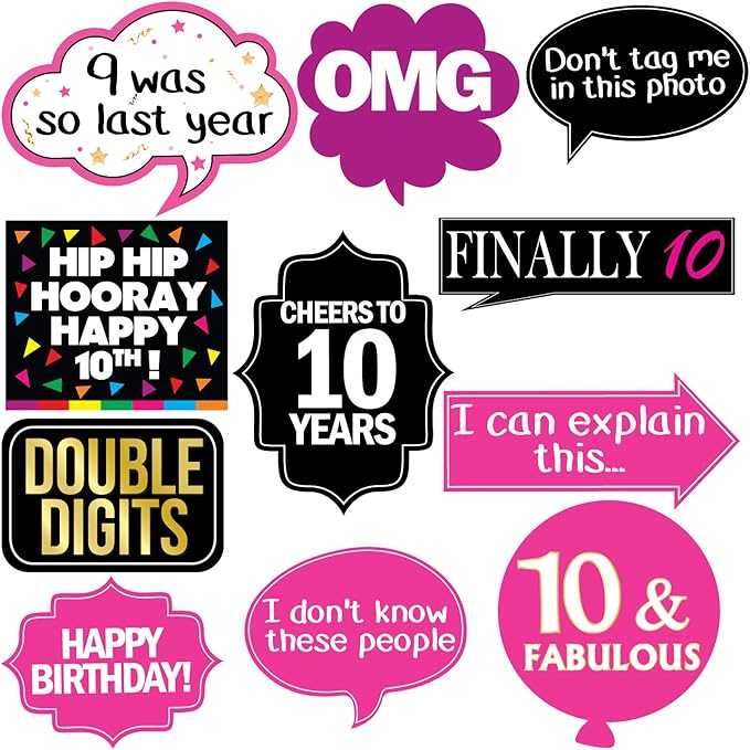 10th Birthday Photo Booth Party Props - Image 2
