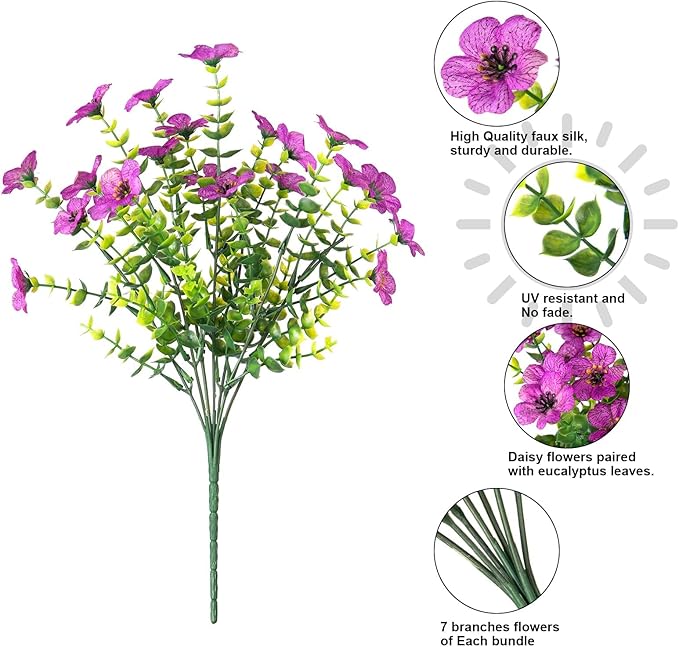 HyeFlora Artificial Faux Outdoor Flowers Plants - Image 4