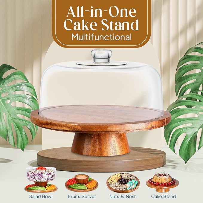 Homeries Acacia Wood Cake Stand - Image 2
