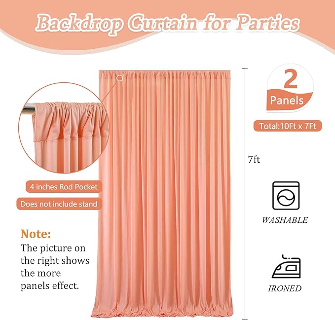 10 x 7 Feet Rose Gold Backdrop Curtain - Image 2