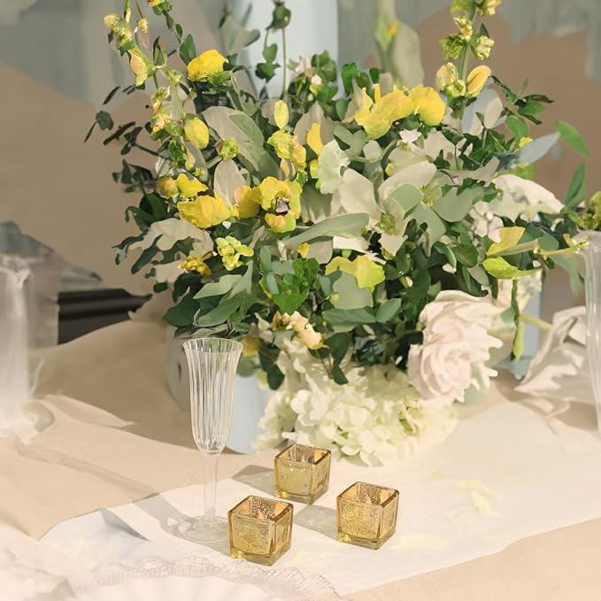 WGV 2 Inch Gold Speckle Square Cube Glass Votive Candle Holder Bulk, Small Tiny - Image 7