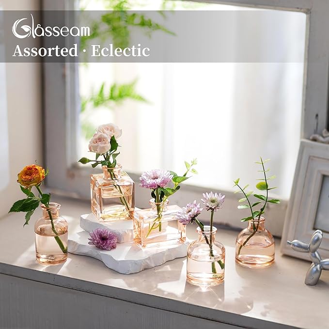 Glasseam Mini Bud Vases for Centerpieces: Clear Small Flower Vase Set of 20 - Image 5