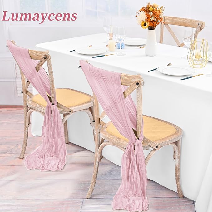 50 PCS Cheesecloth Chair Sashes Bows Wedding Aisle Decorations Chair Ribbon - Image 5