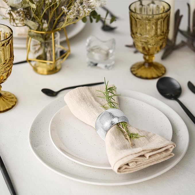 Lallisa 24 Pcs Gold Napkin Rings Metal Napkin Ring Holders - Image 7