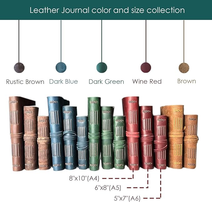 Leather Journal Notebook for Men & Women, A5 Size Diary, 6.2x8.5 Inch, Vintage - Image 4