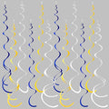 36 Pcs Royal Blue Yellow White Hanging Swirl Decoration Felt Swirl Streamer by pinkblume