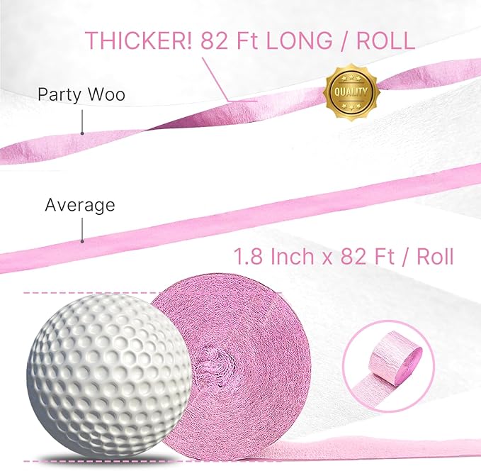 PartyWoo Crepe Paper Streamers 4 Rolls 328ft, Pack of Crepe Paper Pink and - Image 3