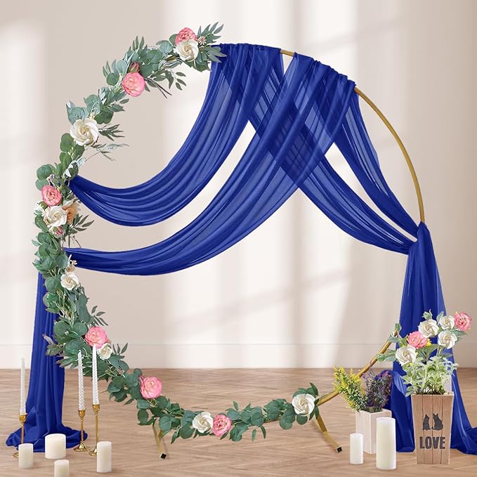 Royal Blue Wedding Arch Draping Fabric 29" x 20 FT Blue Wedding Drapes - Image 2