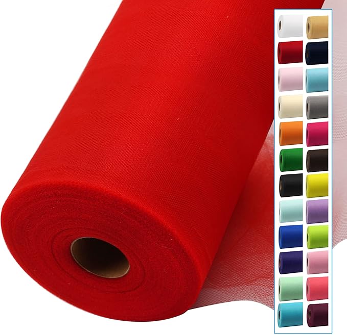 Red Tulle Fabric Rolls 54 Inch by 40 Yards Tulle Bolt Spool by IONTACH