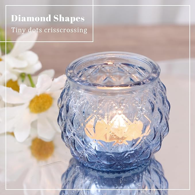 DARJEN 12Pcs Blue Votive Candle Holders - Image 2