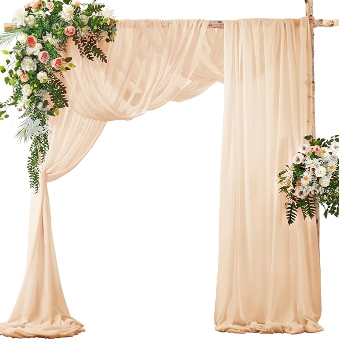 SiinvdaBZX 4 Panels Wedding Arch Draping Fabric 30" x 20Ft Champagne Sheer by SiinvdaBZX