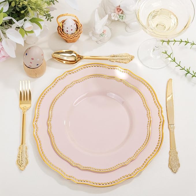 Hioasis 60pcs Pink Plastic Plates - Image 2