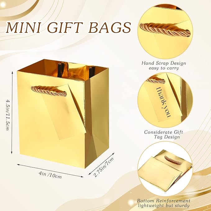Sherr 100 Pack Mini Gift Bags Bulk, 4 x 2.75 x 4.5 Inches Paper Bags - Image 3