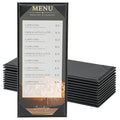 12 Pack 1 View Menu Holder Menu Covers 4.25" x 11" | Black Leather Menu Sleeves by AMGSH