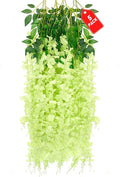 5 Pack Green Wisteria Hanging Flowers, 3.44 Ft Fake Hanging Flowers, Artificial by ZEBMOON