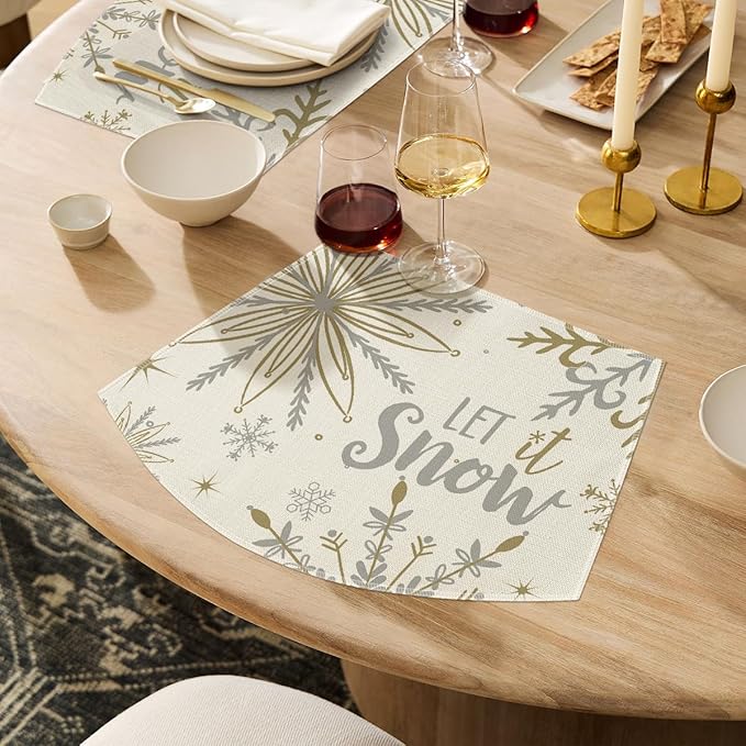 Artoid Mode Christmas Snowflakes Wedge Shape Placemats - Image 5