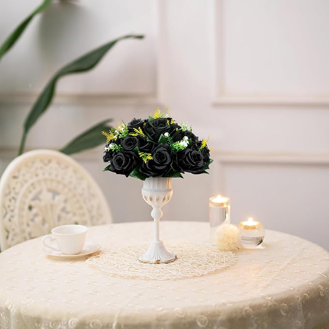BLOSMON Flower Balls Wedding Rose Centerpieces 6 Pcs Black Fake Flowers Kissing - Image 6