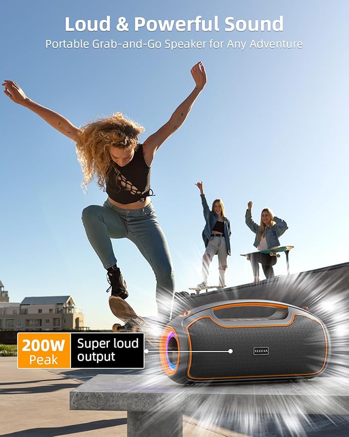 Portable Bluetooth Speakers Wireless Upgrade, 200W Peak Loud Sound/Deep Bass - Image 4