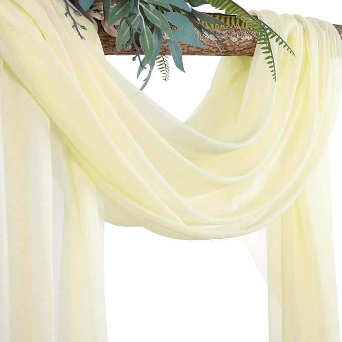 Wedding Arch Draping Fabric Beige Arch Drapes Sheer Backdrop Curtain - Image 6