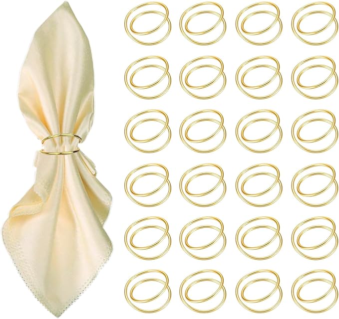 Gold Napkin Rings-24 PCS Metal Spiral Napkin Rings Napkin Holders Buckles by FORESRUM