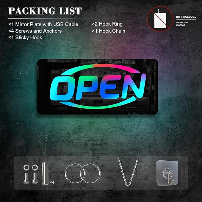 Ineonlife Open Neon Sign Square Mirrored Colorful LED lights - Image 6