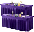 Wish Care 2 Pack Dark Purple Spandex Table Clothes by WishCare