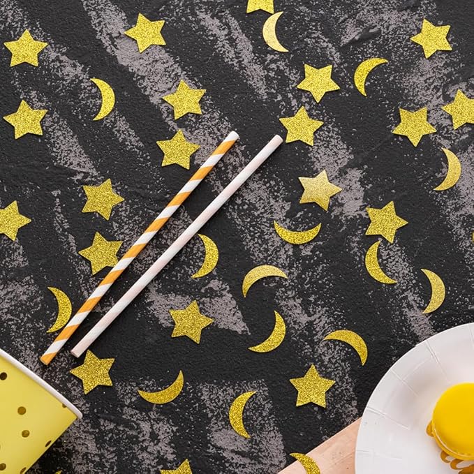 Gold Glitter Confetti Star and Moon Table Decoration - Image 4