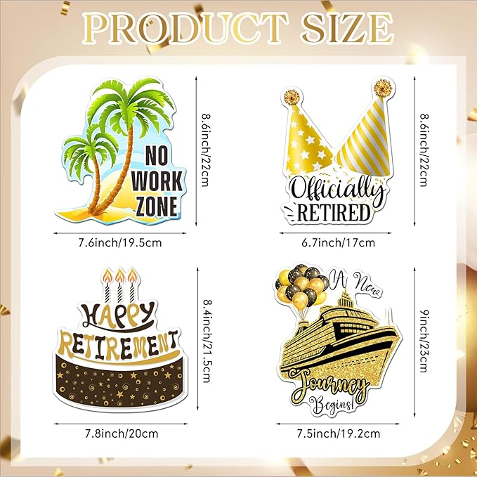 Hoteam 4 Pcs Retirement Cruise Door Decorations Magnetic Large Happy Retirement - Image 2