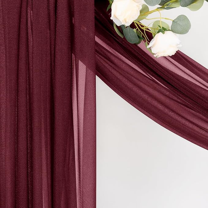 MLMC Burgundy Wedding Arch Draping Fabric 2 Panels 29" x 20 FT Extra Long Gauze - Image 7