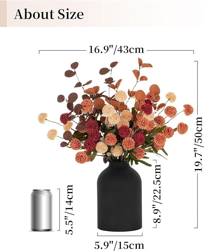 BLOSMON Fall Flowers in Vase for Centerpieces: Metal Vase - Image 4