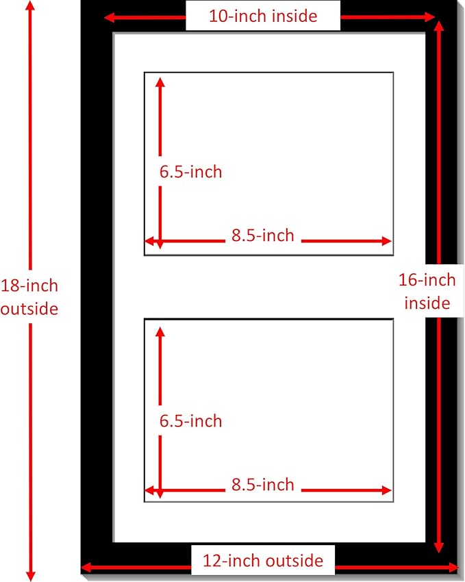 Creative Picture Frames 10X16Bk-W Black Vertical Double Diploma Frame - Image 2