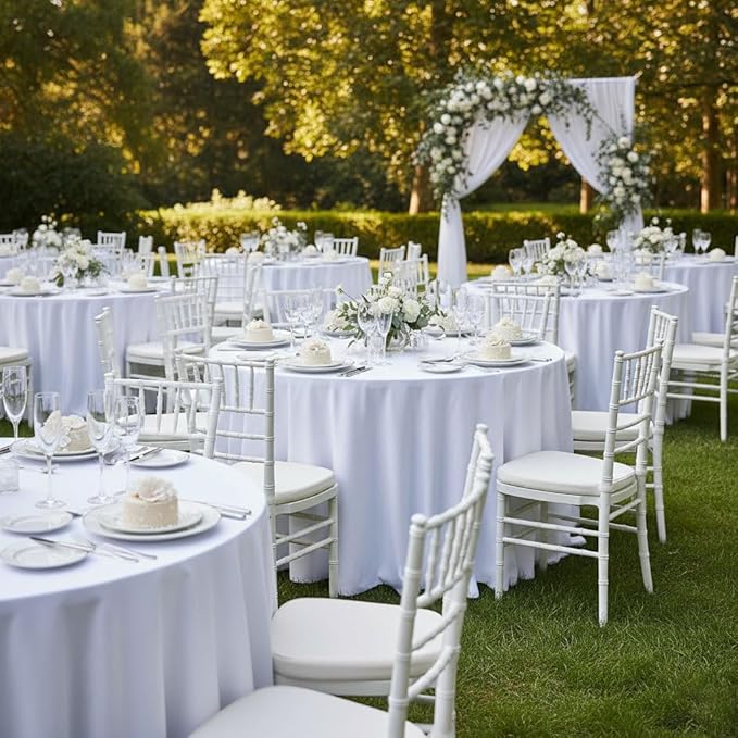 Fitable 6 Pack White Round Tablecloths - Image 3