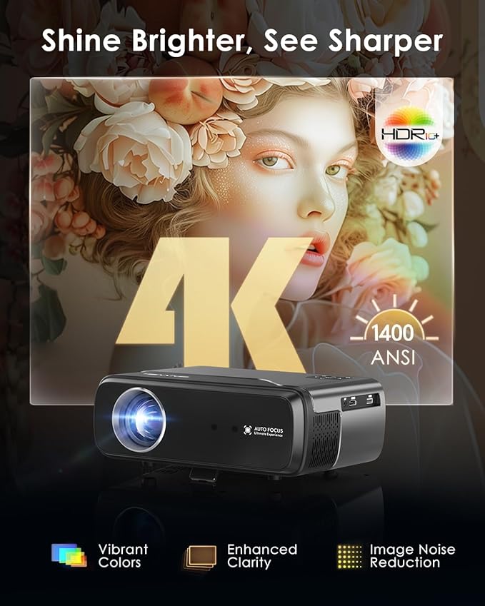 Portable Smart Projector Netflix Officially, AI Auto Focus&Keystone, 1400ANSI - Image 3
