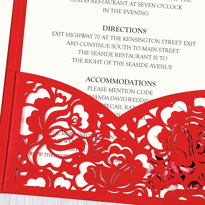 DORIS HOME 50pcs Laser Cut Wedding Invitations - Image 5