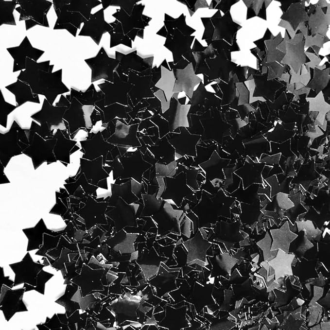 Star Confetti - 0.6 inch Round Black Foil, Shiny Black by CC+wonderland+zone