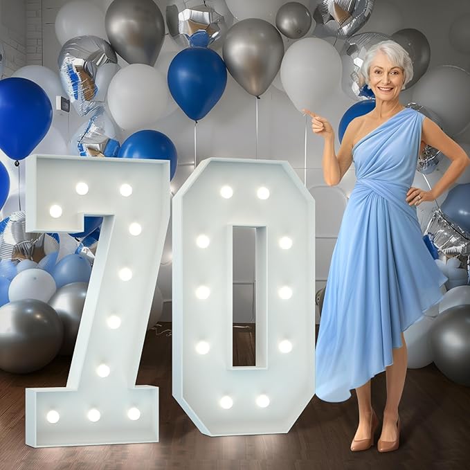 Marquee Numbers 4 Feet Tall Big Light Up Numbers 70th Birthday Decorations by Letsmakeitimpressive