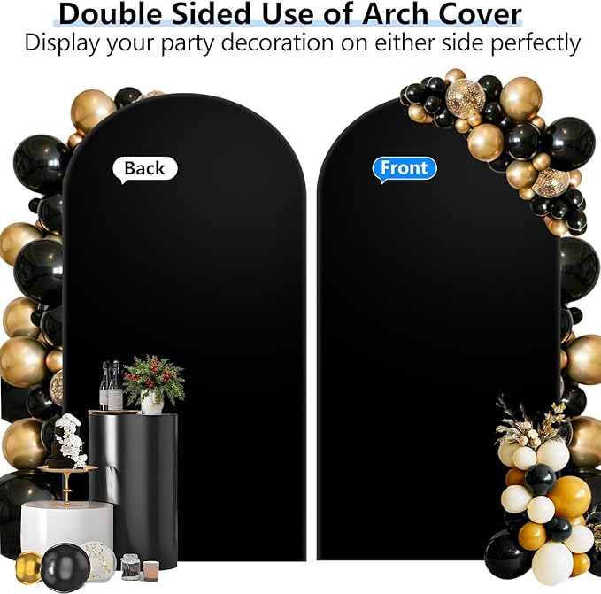 Hemmotop 6.6 ft Black Spandex Arch Cover, Spandex Arch Covers Stretchy Backdrop - Image 5