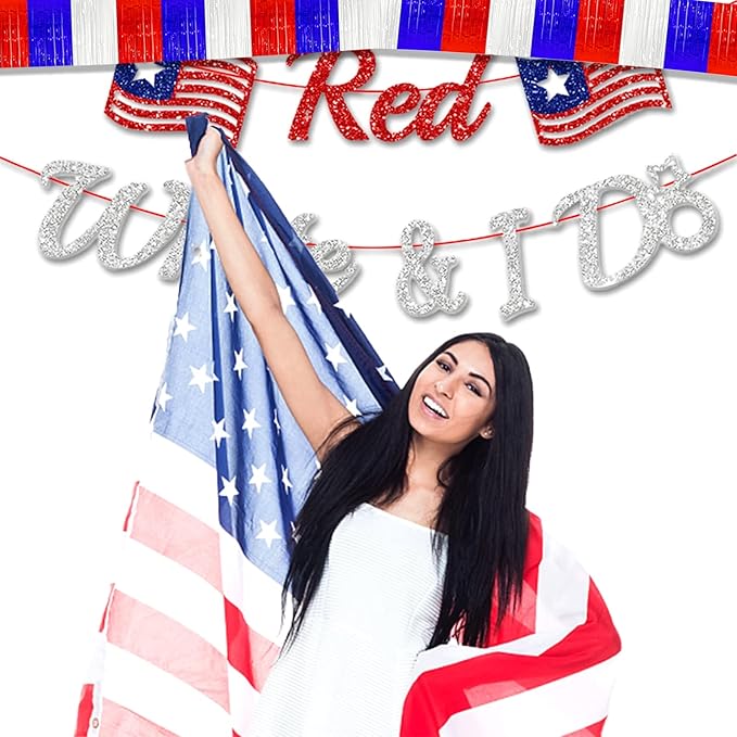 6 Pack 10 Feet White Blue Red Foil Fringe Garland Metallic Tinsel Streamers - Image 6