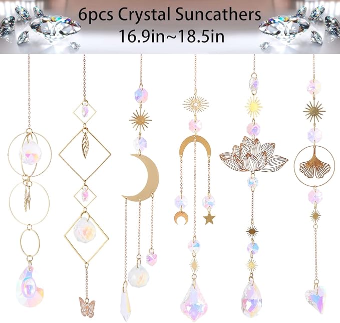 6Pieces Colorful Crystals Suncatcher Hanging - Image 2