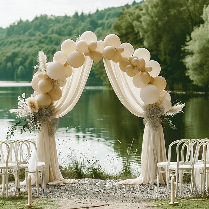 Wokceer Champagne Wedding Arch Draping Fabric Backdrop 3 Panels 28.7" X 20FT - Image 5