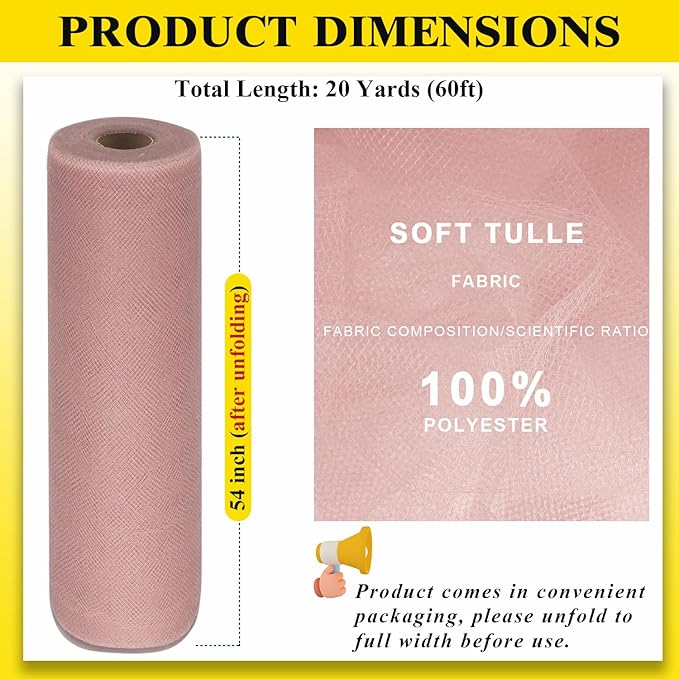 54" by 20 Yards Tulle Fabric Rolls Tulle Ribbon Tutu Spool Bolt - Image 4
