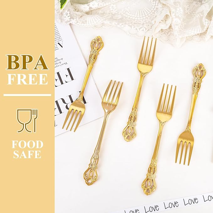 30PCS Gold Plastic Forks - Image 5