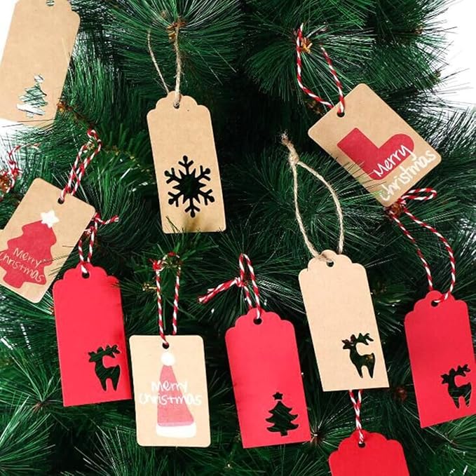 100 Pack Kraft Paper Christmas Gift Tags， Xmas Kraft Gift Tags - Image 5