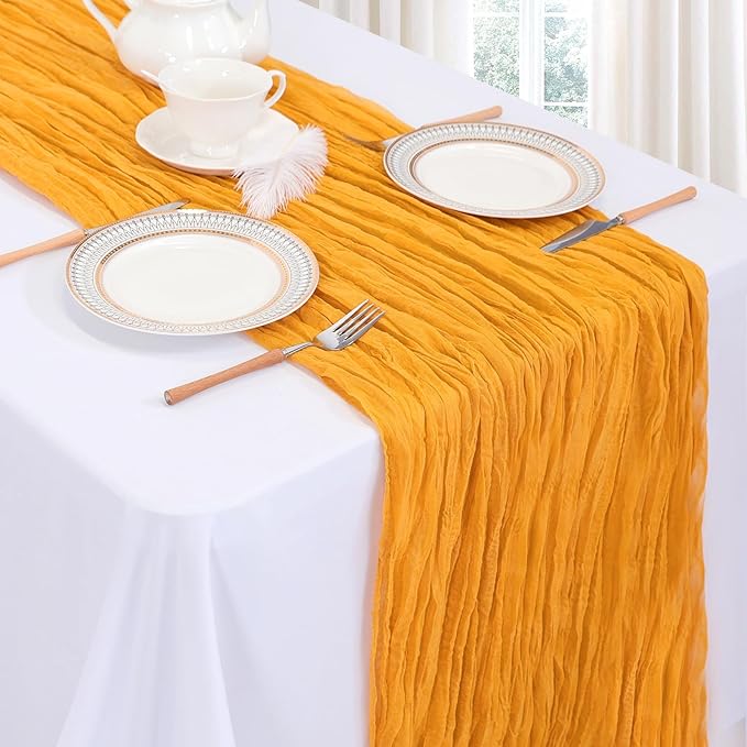6 Pack Gold Cheesecloth Table Runner 10ft Boho Gauze Fabric Cheese Cloth Table - Image 3