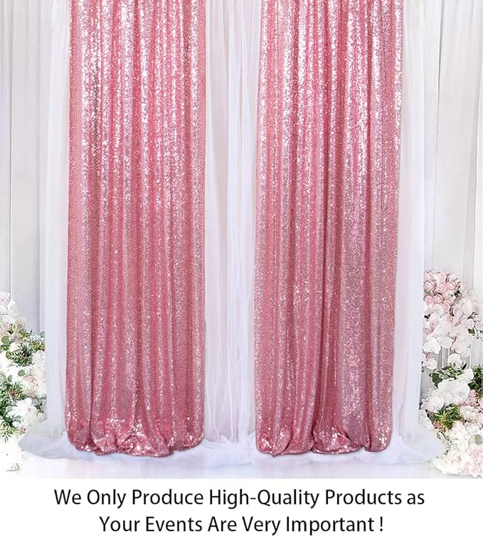 ShiDianYi Sequin Curtain Backdrop 2 Panels 4FTx6FT Fuchsia Pink Backdrop - Image 2