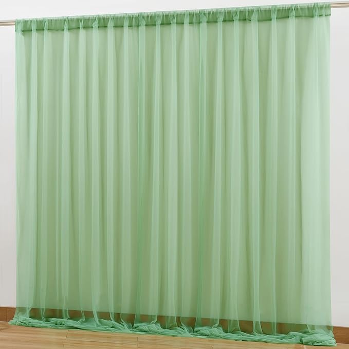 10x10 Green Tulle Backdrop Curtains - Image 2