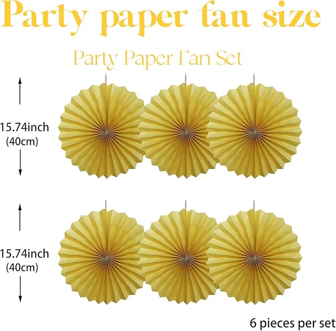 Yellow Birthday Decorations, DIY Yellow Paper Fans Hanging Decoration, Party - Image 2