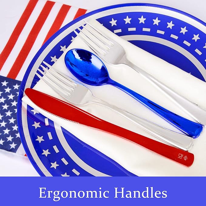 NOCCUR 180PCS Independence Day Silverware - Image 6