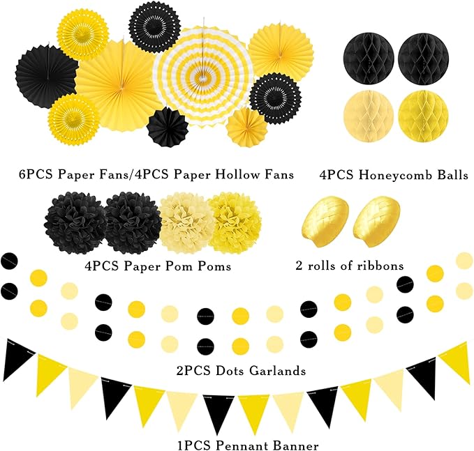 Black and Yellow Party Decorations, Bridal Shower, Baby Showers - Image 2